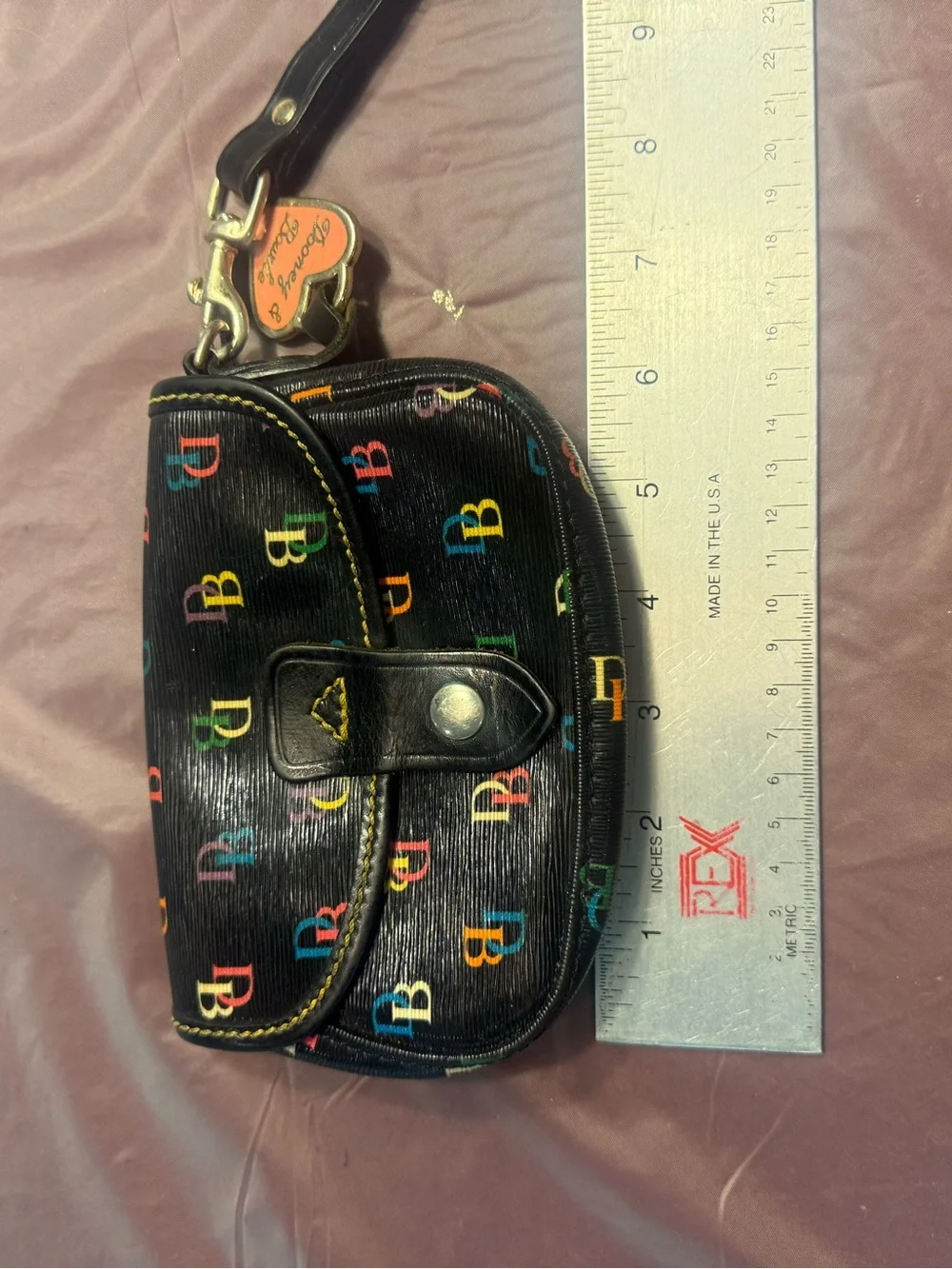 Vintage Y2K Dooney & Bourke Black Multicolor Wristlet